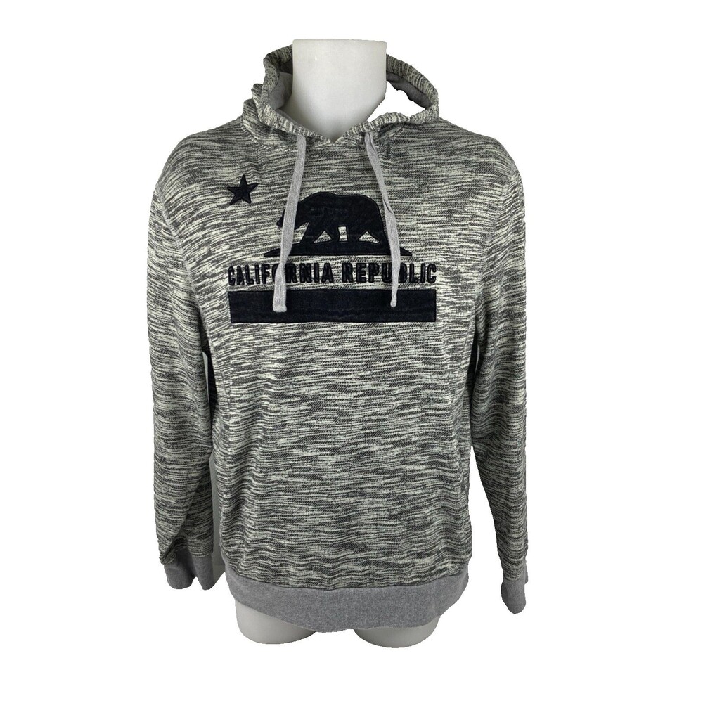 California Republic Unisex Large Hoodie Ring Of Fire Gray Black Felt Logo